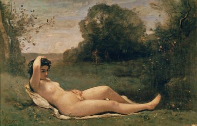 Liggende nimf door Jean Baptiste Camille Corot